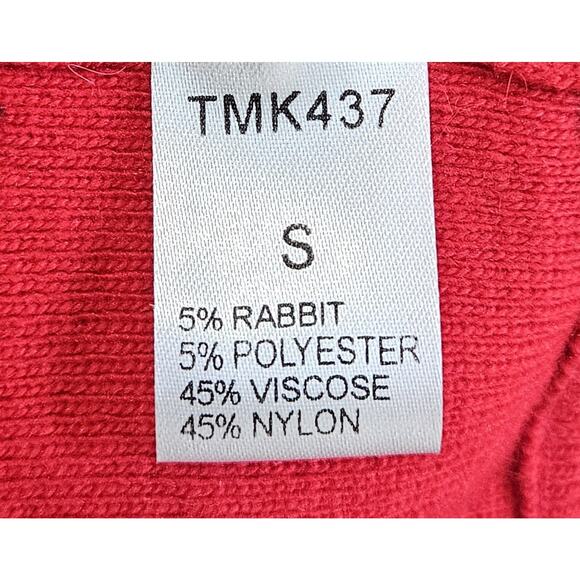 THML Women S Sweater Striped Black White Red Viscose Rabbit Blend Oversized 38" - Picture 7 of 7